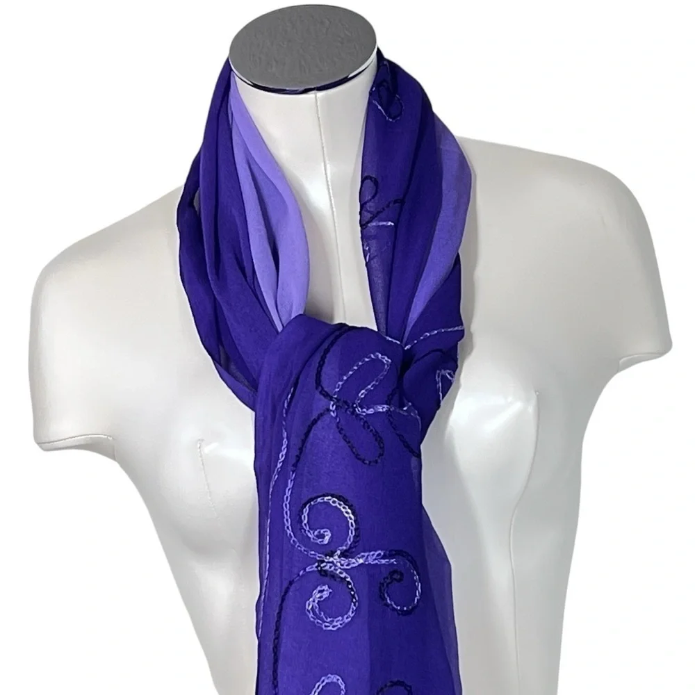 LADY JULIET Purple Lavender Sheer Sarong Cover-up Wrap Shawl & Travel Bag Sz OS
